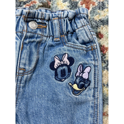Disney Gap Jeans Girls 6-12M Blue Embroidered Minnie Daisy Paperbag Waist EUC2