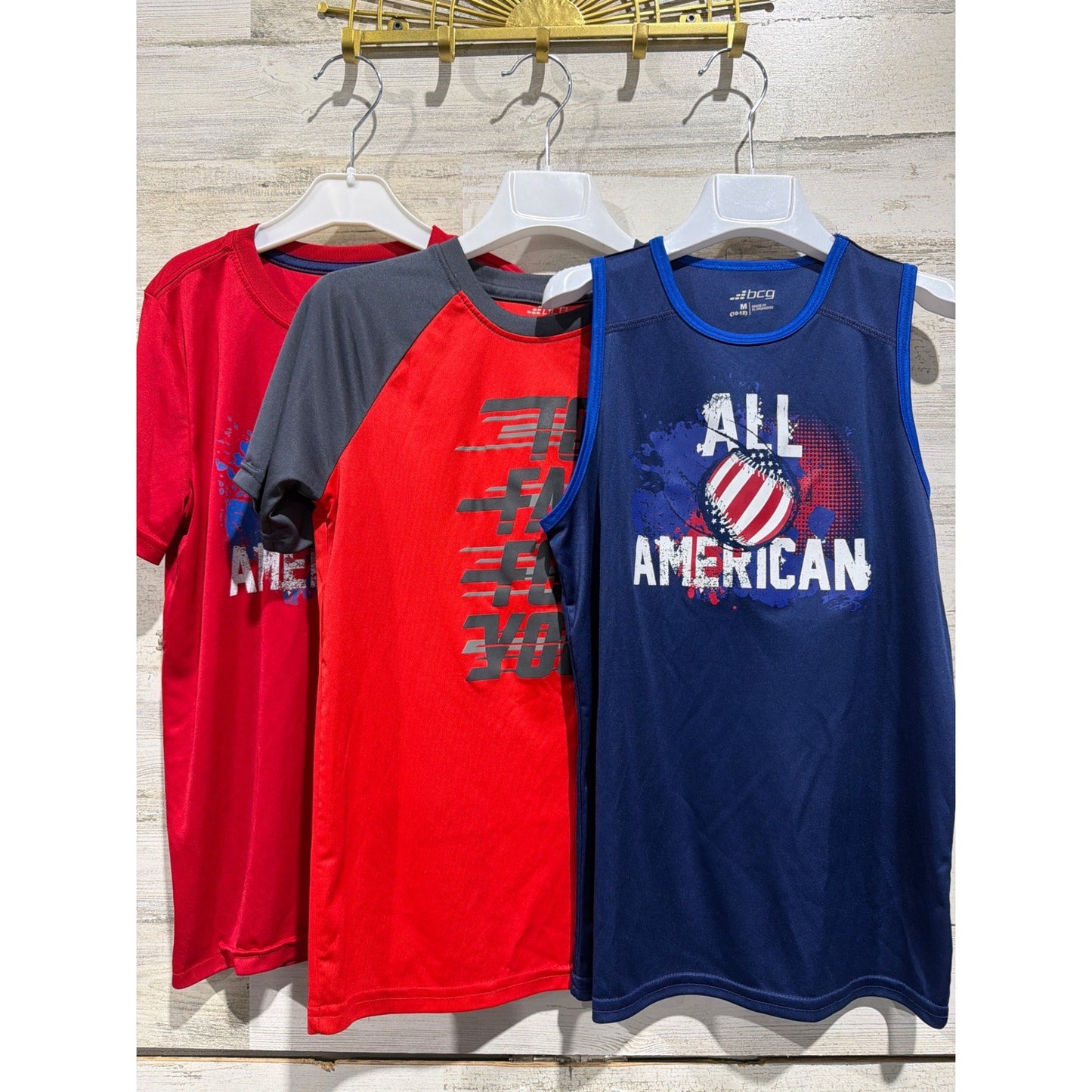 BCG Activewear Shirt Bundle Boys Medium 10-12 Red Blue Sporty Athletic0