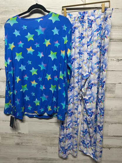 Hanlyn Collective Pajama Set Womens XL Blue Star Unicorn Rainbow Bamboo NWT3