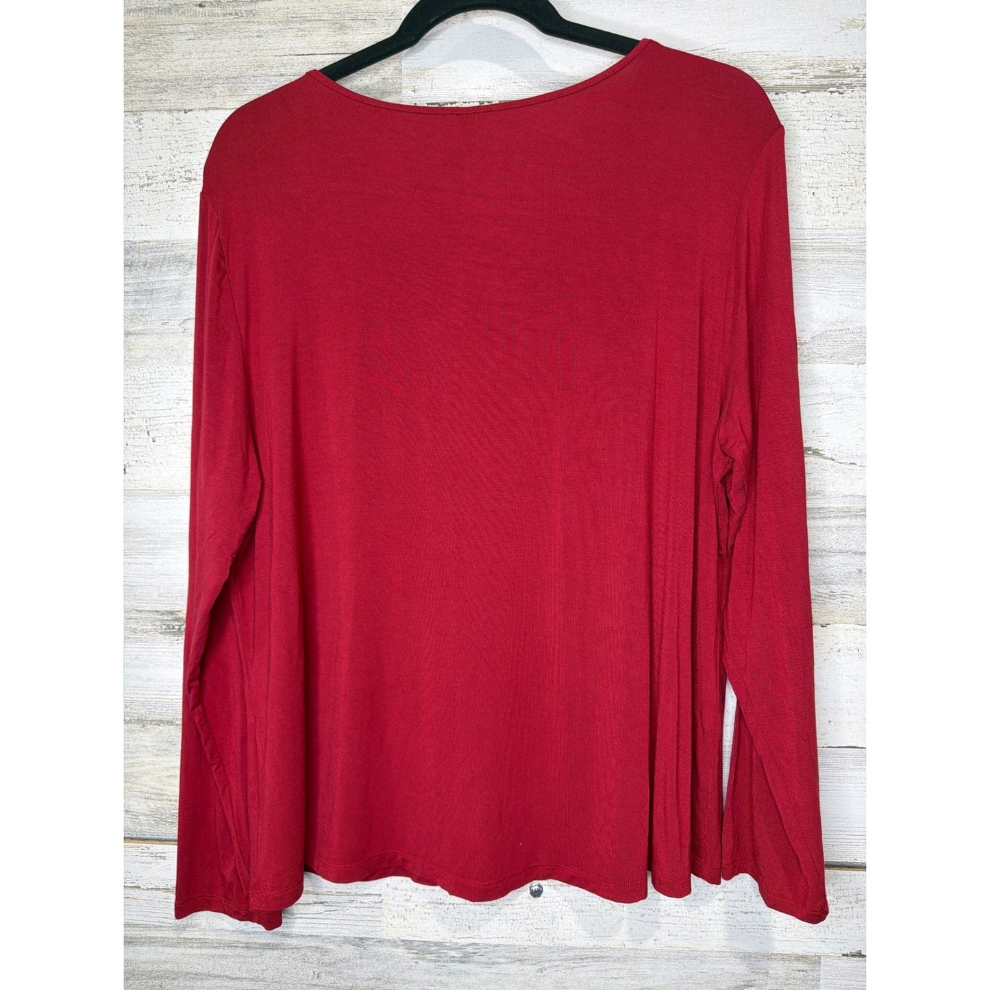 Soma Cool Nights Pajama Top Women XL Red Long Sleeve Scoop Neck Loungewear EUC3