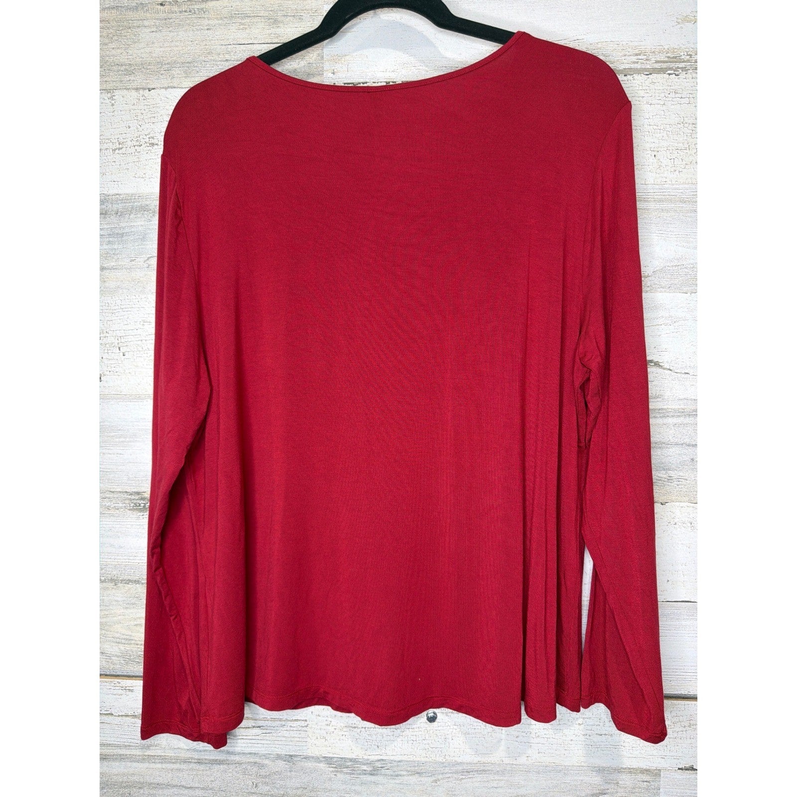 Soma Cool Nights Pajama Top Women XL Red Long Sleeve Scoop Neck Loungewear EUC3