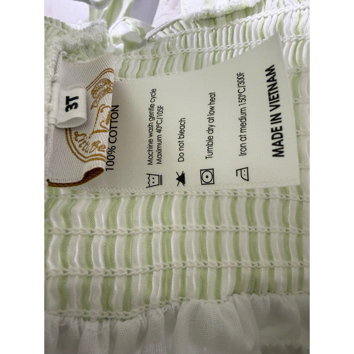 Little Bear Smocks Ruffle Top Bloomer Set Girls 3T Green White Striped EUC3