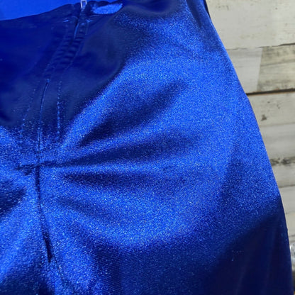 City Studio Lace Up Back Fit & Flare Dress Women 17 Royal Blue Satin Flawed*8