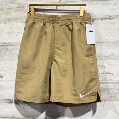 Nike Swim Trunks Men Small Tan Embroidered Swoosh NWT0
