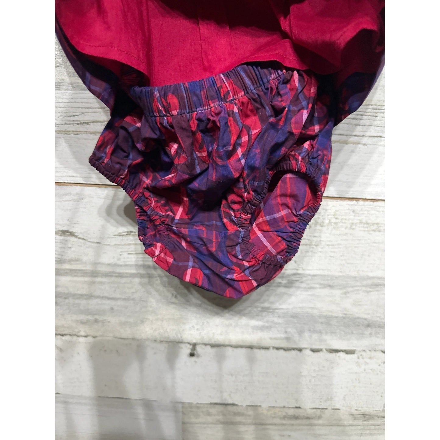 Tea Collection Dress Set Girls 3-6M Purple Pink Plaid Smocked Floral NWT2