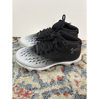 Under Armour Cleats Boys Size 1 Black White Ombre Football Baseball GUC0