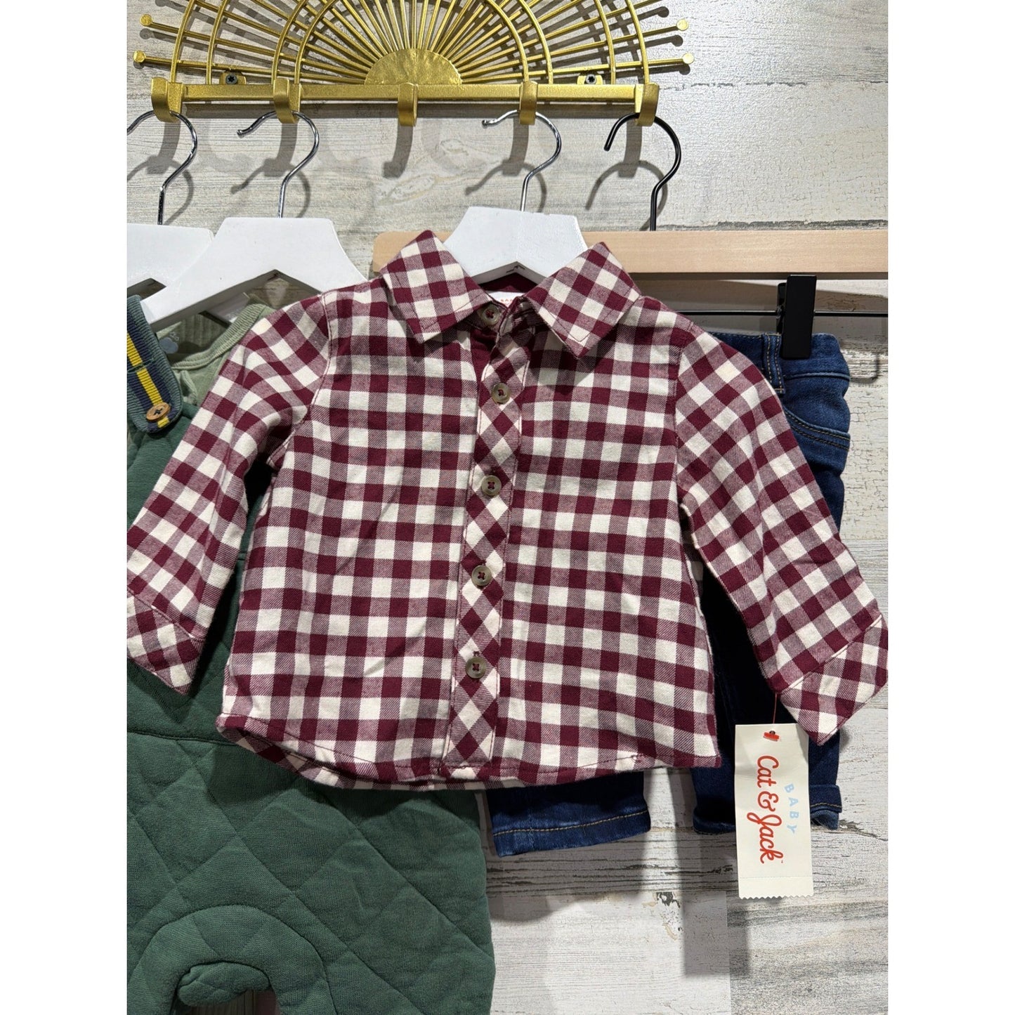 H&M Cat & Jack Tommy Bahama Boys 3-6M Green Red Bundle Gingham Quilted1