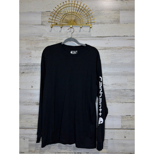 Carhartt Long Sleeve Shirt Mens Small Black Loose Fit Graphic Workwear EUC0