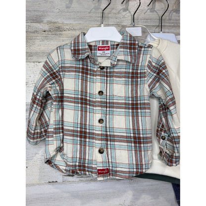 OshKosh Wrangler Old Navy Boys 12M Blue Green Plaid Bundle Gorpcore2