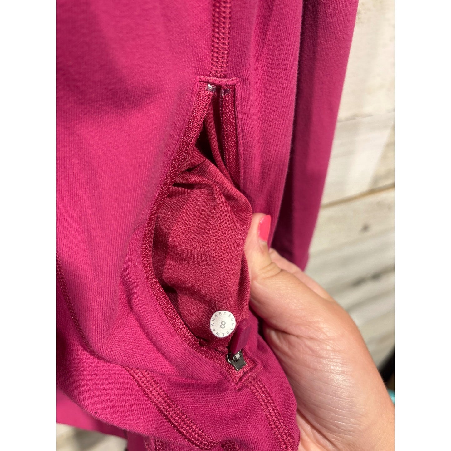 Lululemon Define Jacket Women 8 Pink Full Zip Athleisure Broken Zipper Flawed1