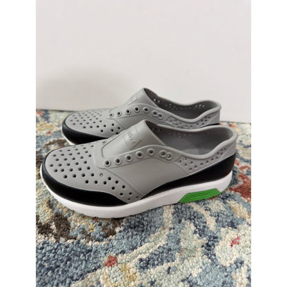 Native Jefferson Block Boys C13 Grey Black Slip On EVA Water Shoes EUC2