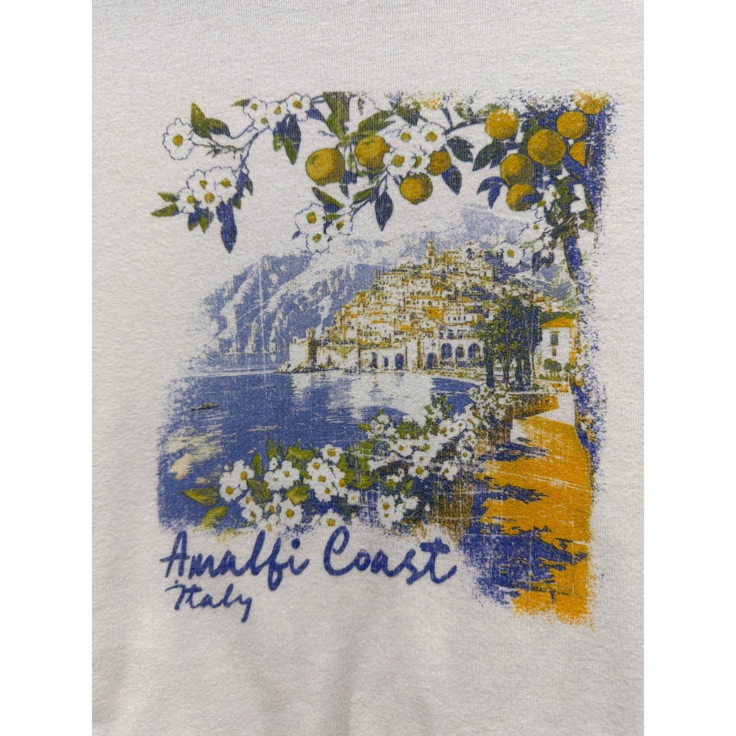 Altar'd State Graphic Tee Women Large White Amalfi Coast Italy Lemon EUC1
