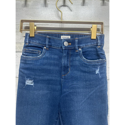 Crewcuts Skinny Jeans Girls 8 Blue Distressed Raw Hem EUC1