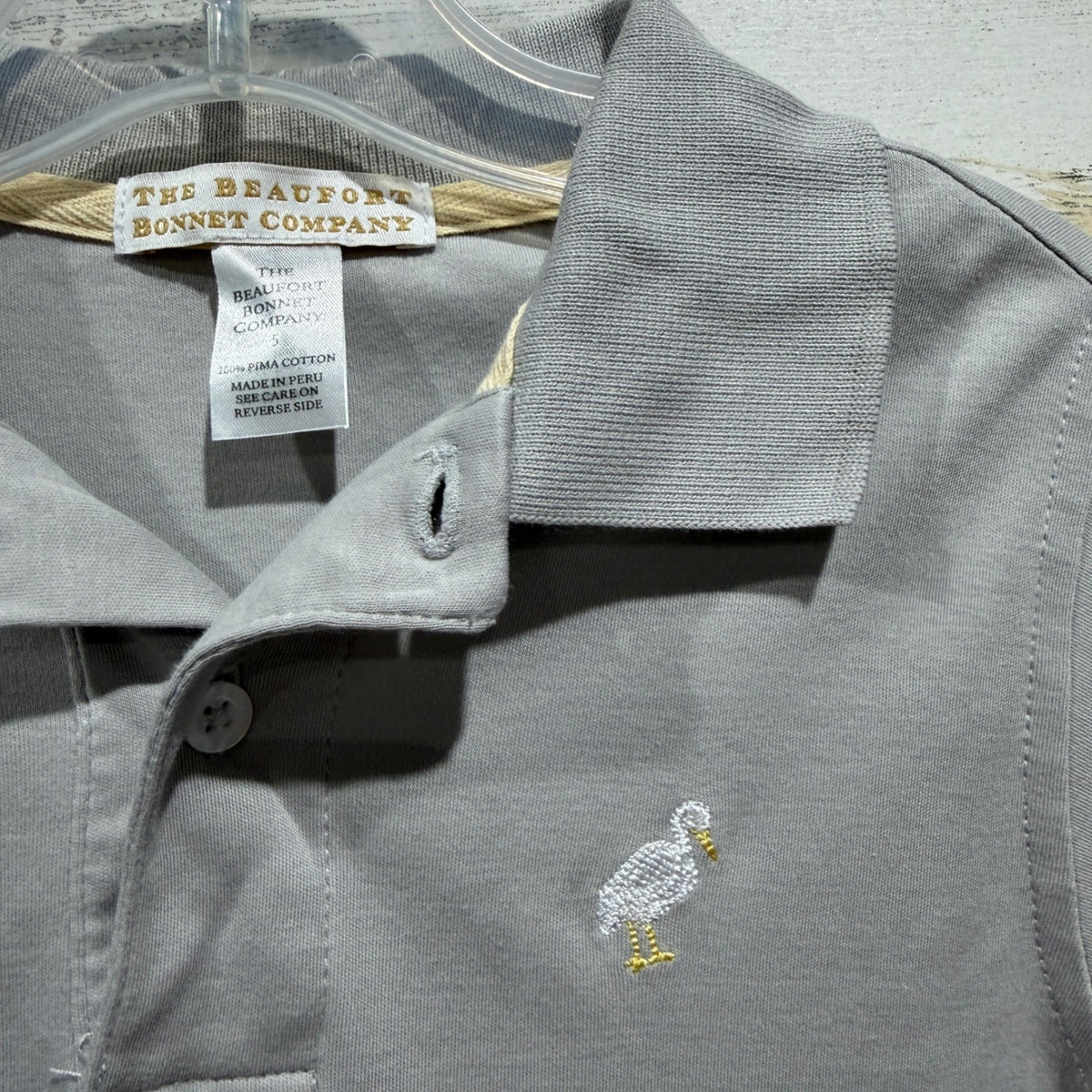 The Beaufort Bonnet Company Polo Shirt Boys 5 Grey Pima Cotton Preppy EUC1