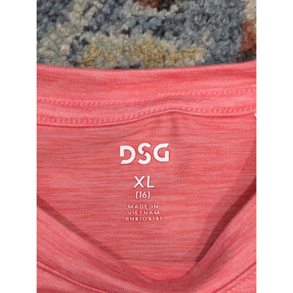 DSG Active Muscle Tee Girls XL 16 Coral Boxy Performance Athleisure EUC1