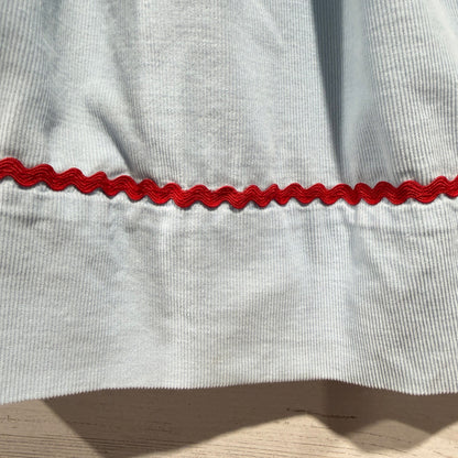 Smocktions Smocked Dress 2T Blue Corduroy Snowman Christmas Holiday *Flawed6