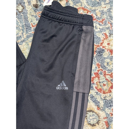 Adidas Joggers Boys 11/12 Black Grey Striped Mesh Athletic Track Pants NWT1