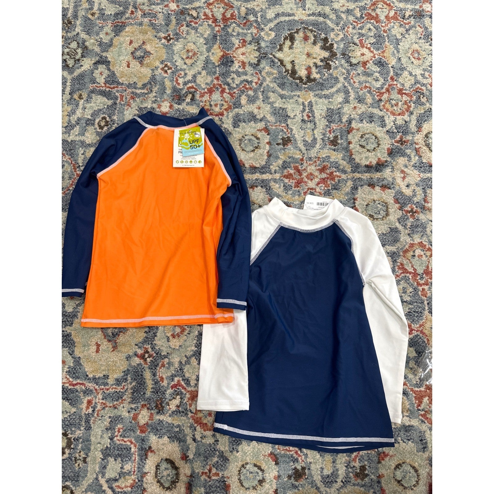 Flap Happy Rash Guard Bundle Boys 6 Navy Orange White UPF 50+ NWT1