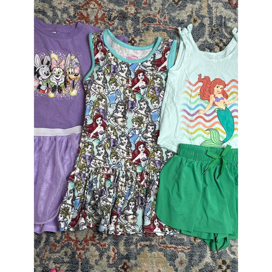 Disney Old Navy Girls 4T Purple Green Princess Ariel Minnie Bundle EUC0