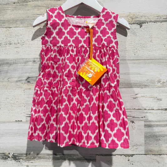 Masala Baby Jali Ikat Gypsy Dress Girls 6-12M Pink Tiered Boho NWT0