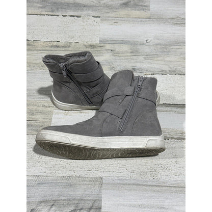 Target Cat & Jack Boots Girls 5 Gray Faux Fur Moto Sneaker Boots2