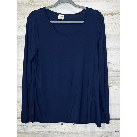 Soma Long Sleeve Top Women Small Navy Blue Rayon Blend Cooling Minimalist EUC0
