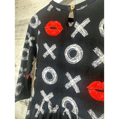 Bums and Roses Dress Bodysuit Kids 18-24M Black XOXO Lips GUC4