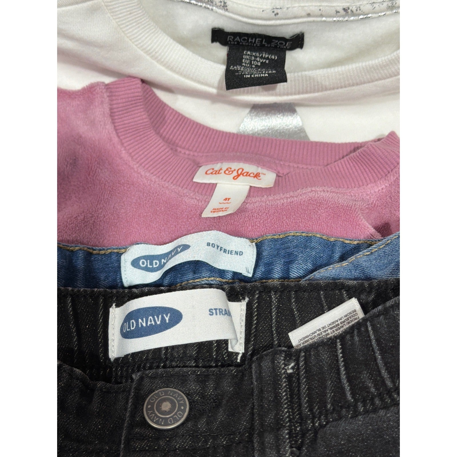 Cat & Jack Rachel Zoe Old Navy Girls 4T Multicolor Sweatshirt Jean Bundle GUC7