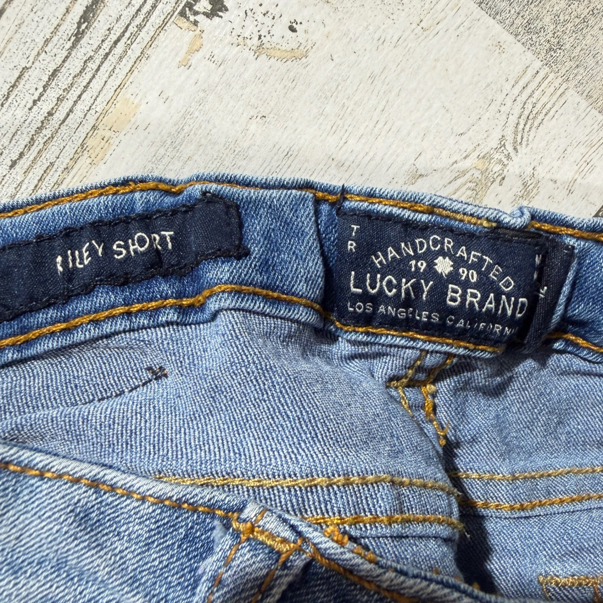 Lucky Brand Shirt Shorts Set Girls 12 Blue Cream Horse Rodeo Club Western EUC5