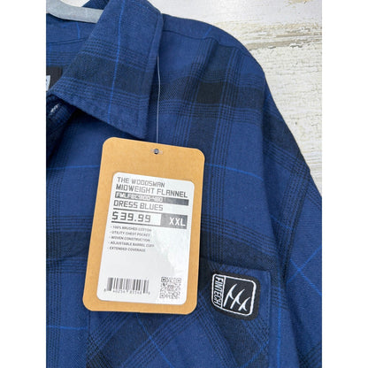 Fintech Button Down Shirt Men XXL Blue Plaid Cotton Gorpcore NWT3