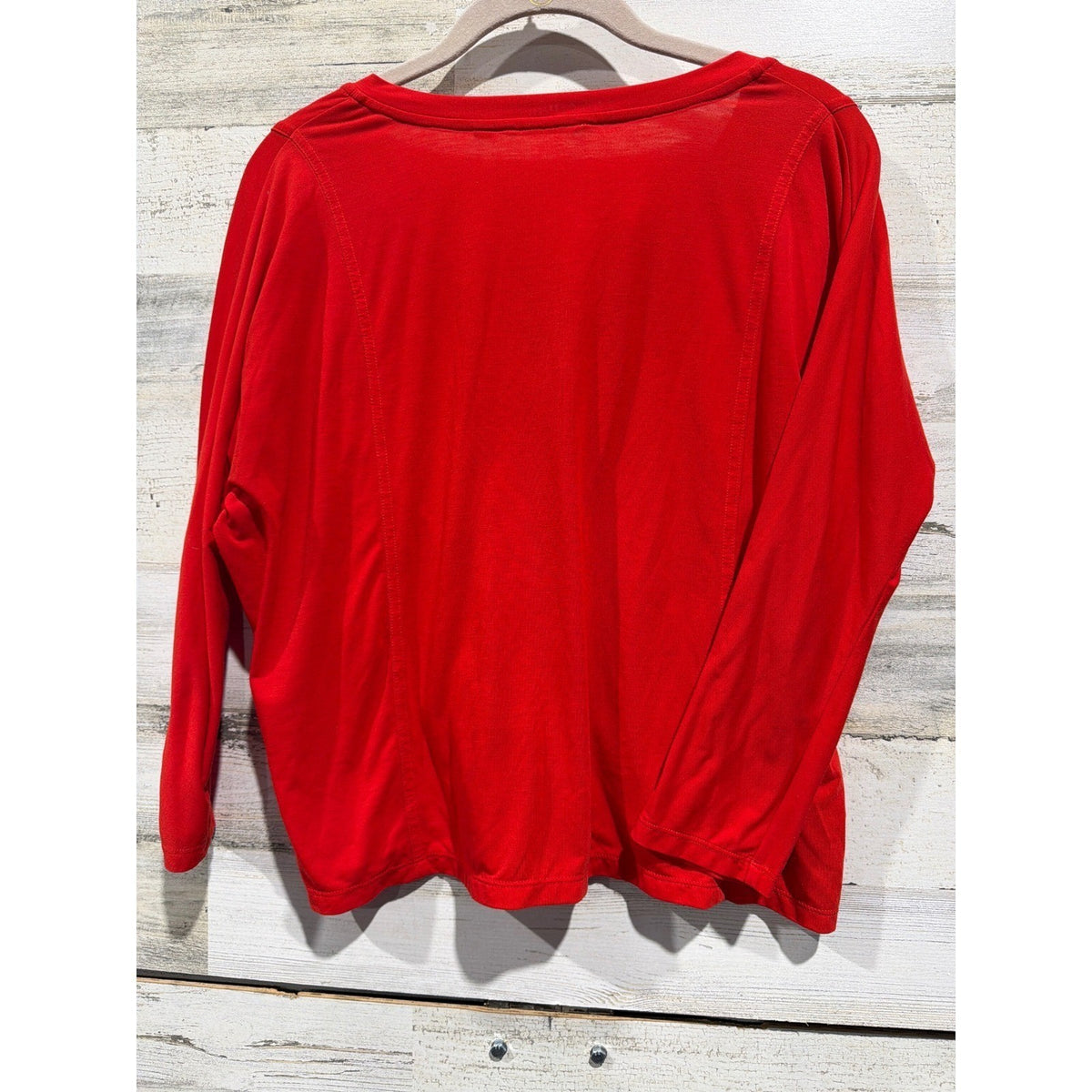 Athleta V-Neck Top Women XS Red Long Sleeve Seam Detail EUC2