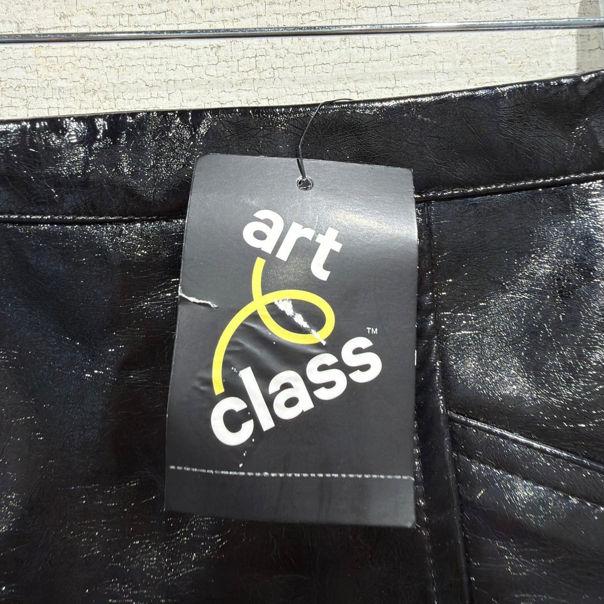 Art Class Faux Leather Skirt Girls Size L 10/12 Black Patent Shiny Edgy NWT1