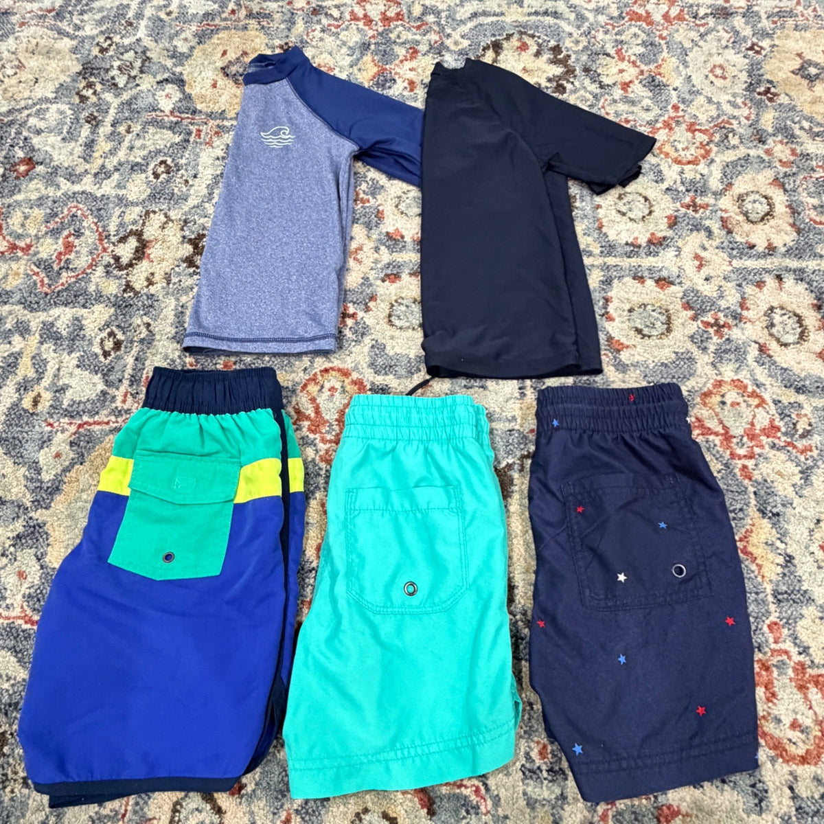 Old Navy Art Class OshKosh Boys Size 6-7 Bundle Swim Rash Guard Trunks Lot EUC0