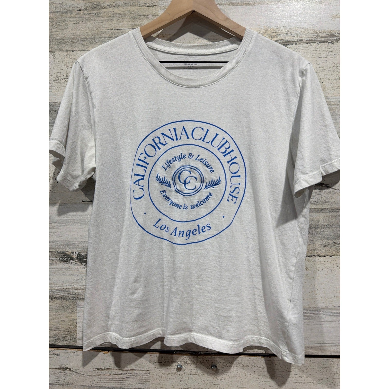 Cotton On Graphic Tee Boxy Women M White California Clubhouse Los Angeles EUC0