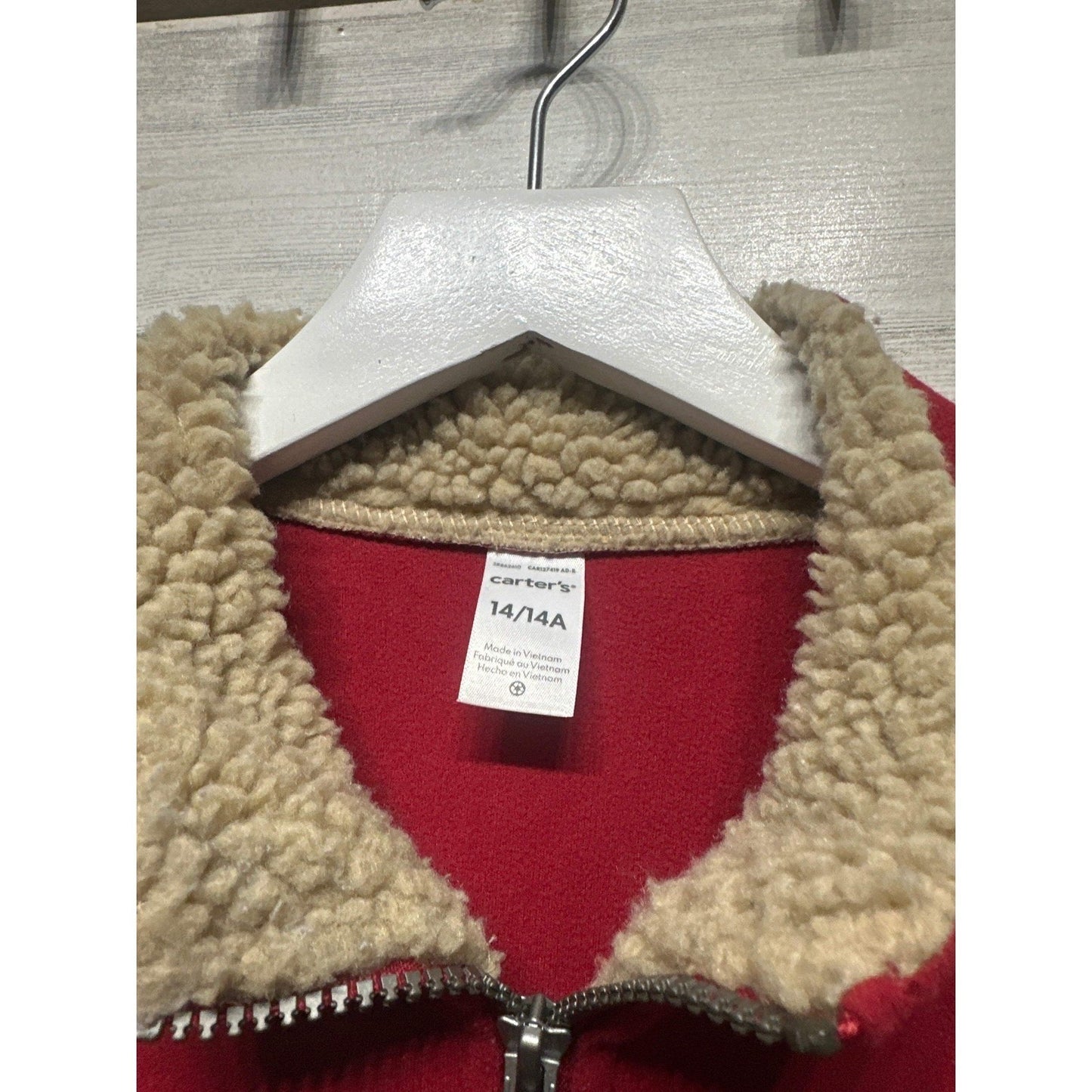 Carter's Pullover Boys 14 Red Sherpa Collar Quarter Zip Fleece EUC1