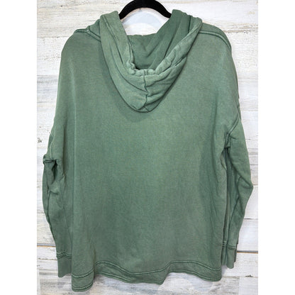 Aerie Oversized Hoodie Women XS Green Henley Button Loungewear Gorpcore EUC4