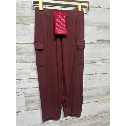 Kickee Pants Cargo Pants Boys 5 Eagle Maroon Bamboo Viscose Stretch NWT1
