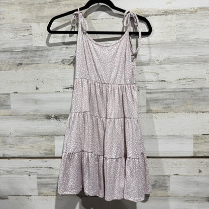 Gaudie Tiered Mini Dress Womens Size S Pink White Polka Dot Polyester Boho EUC4