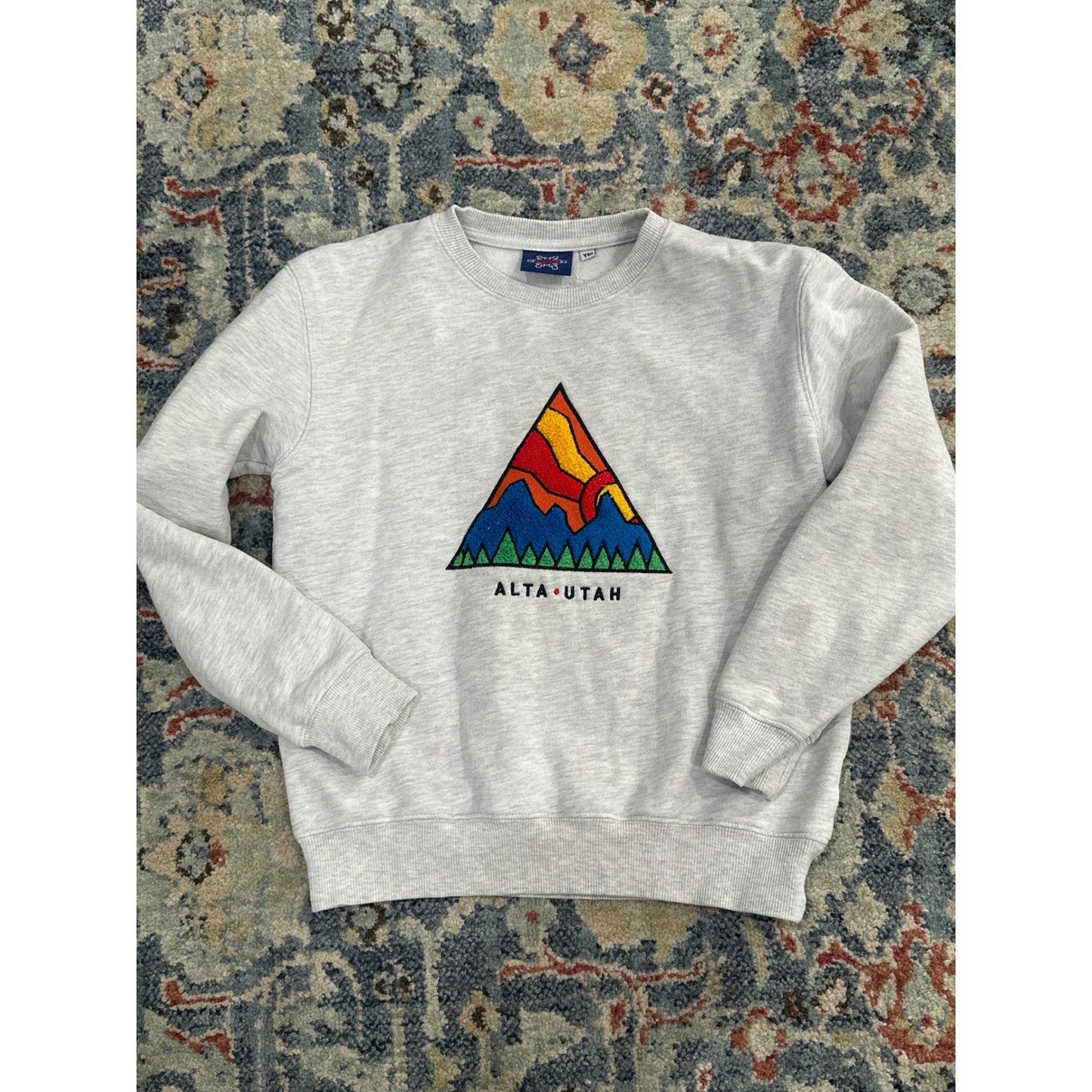 Alta Utah Crewneck Sweatshirt Kids Medium Grey Mountain Graphic Pullover *Flawed0
