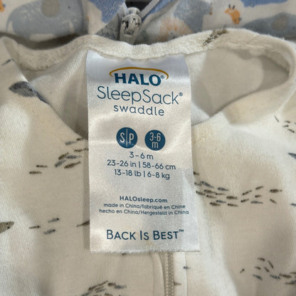 HALO SleepSack Swaddle Boys 3-6M Blue White Animal Whale Sheep Lot 3 GUC3