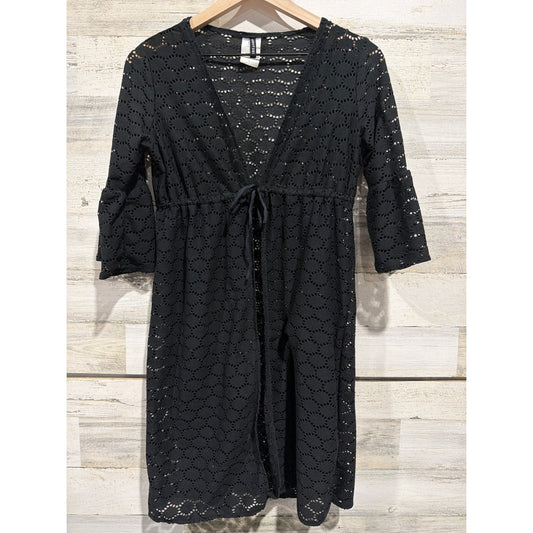 Jantzen Swim Cover-Up Women Small Black Crochet Eyelet Boho Whimsygoth0