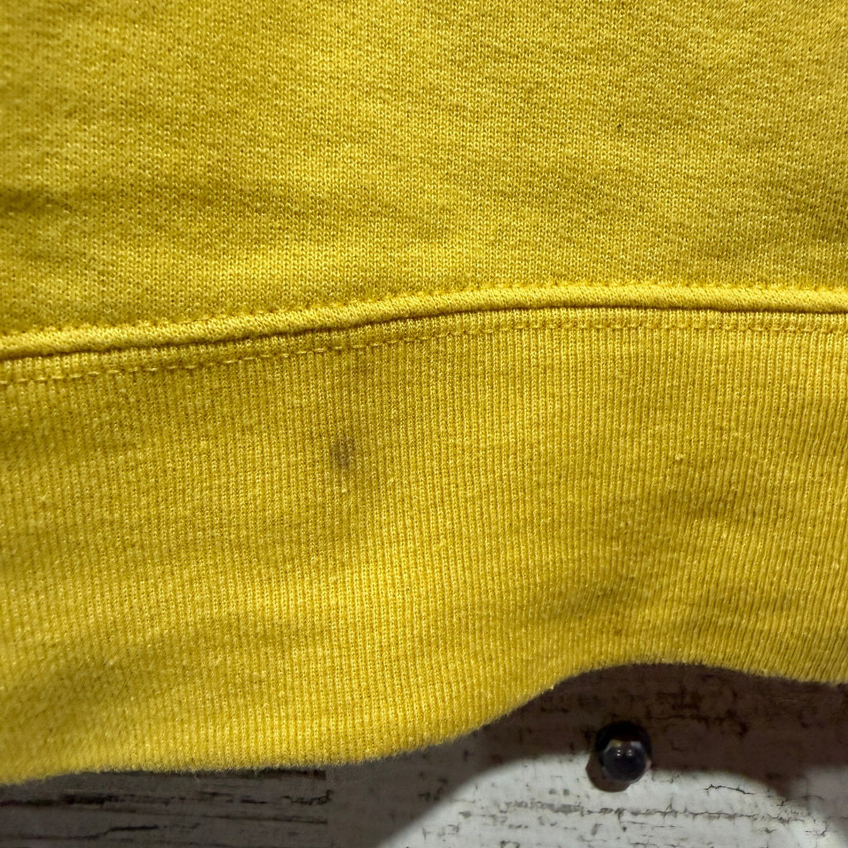 Champion Script Logo Hoodie Women Small Yellow Poly Cotton Athleisure Flawed*5