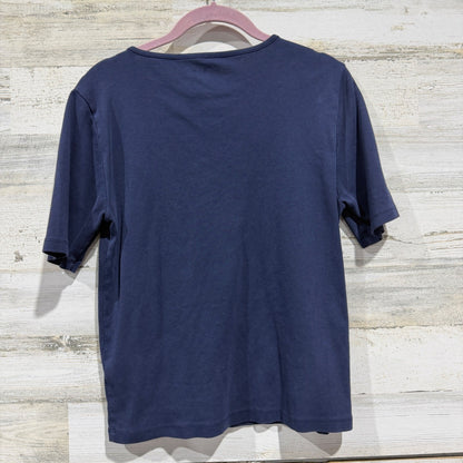 J.Crew Perfect Fit Tee Women Large Navy Blue 100% Cotton Classic Basic EUC3