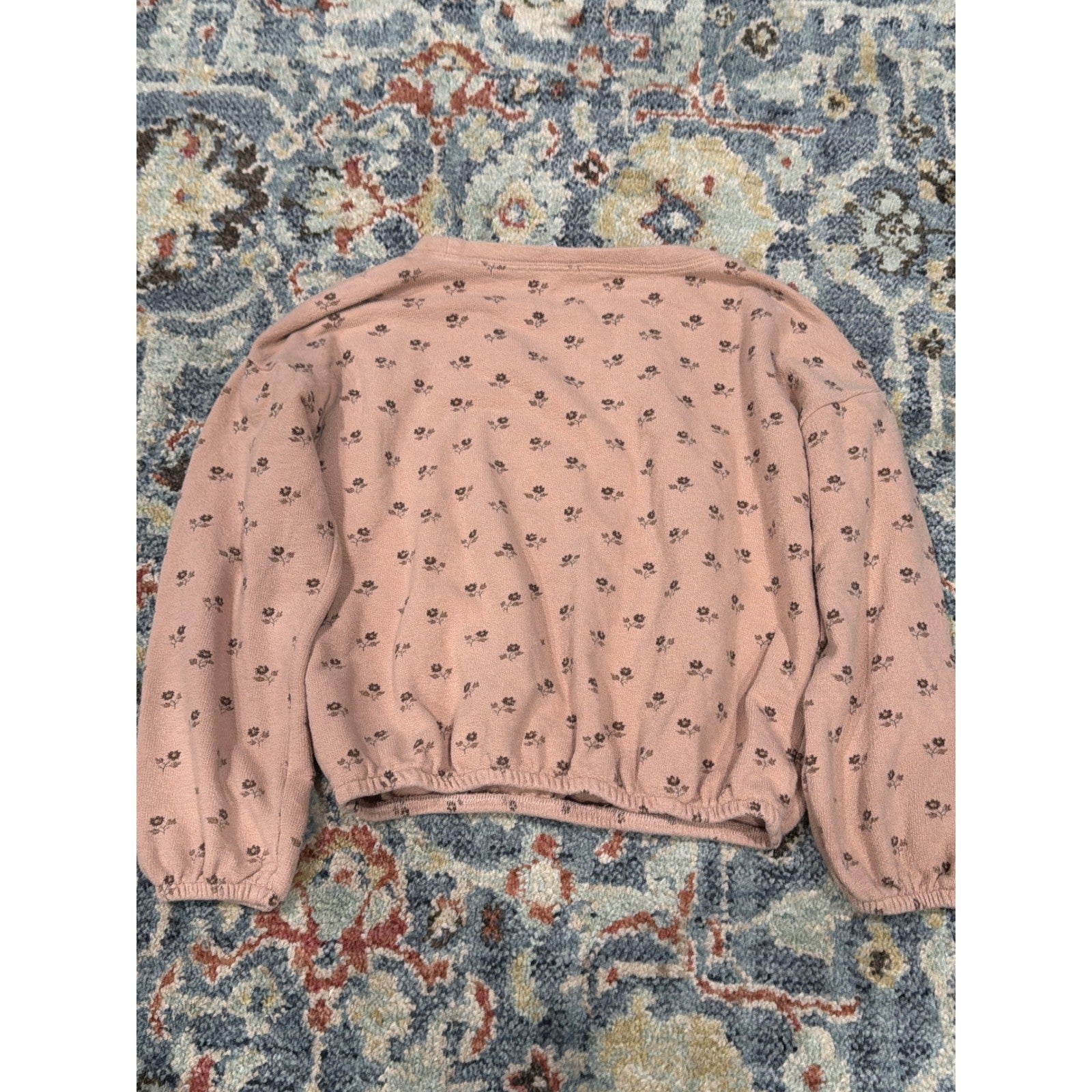 Rylee + Cru Floral Sweatshirt Girls 6/7 Pink Boho Long Sleeve EUC3