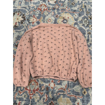 Rylee + Cru Floral Sweatshirt Girls 6/7 Pink Boho Long Sleeve EUC3