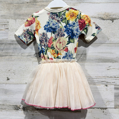 Rock Your Baby Circus Dress Girls 12-18M Cream Floral Tulle Balletcore NWT4
