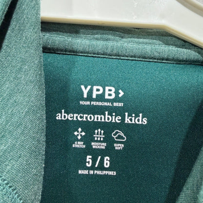 Abercrombie YPB Performance Hoodie Kids 5/6 Green Activewear Athletic EUC2
