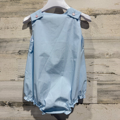 The Beaufort Bonnet Company Floral Bubble Romper Girls 3T Blue Cotton Preppy EUC4