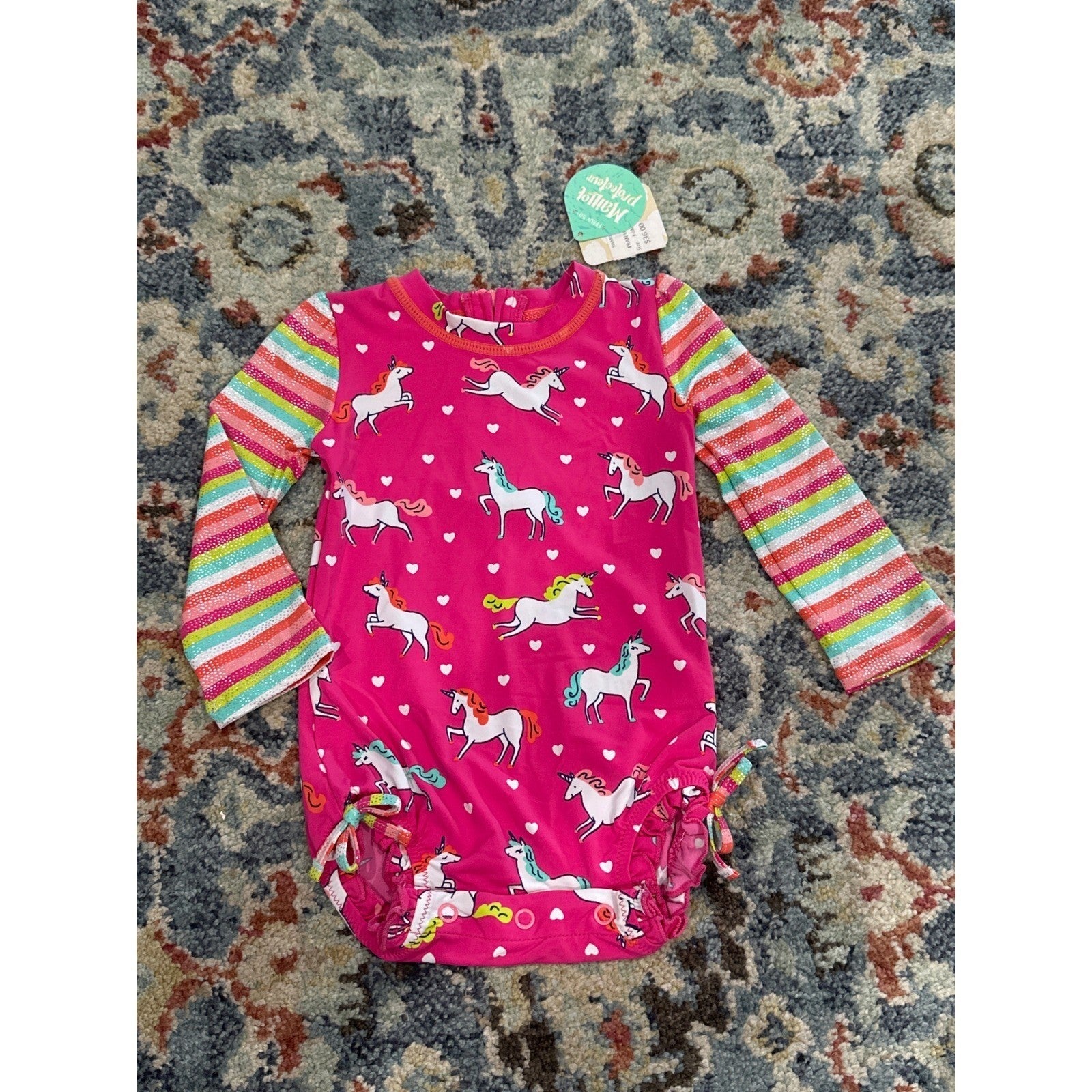 Hatley Swimsuit Girls 6-9m Pink Unicorn UPF 50 Long Sleeve Rashguard NWT0