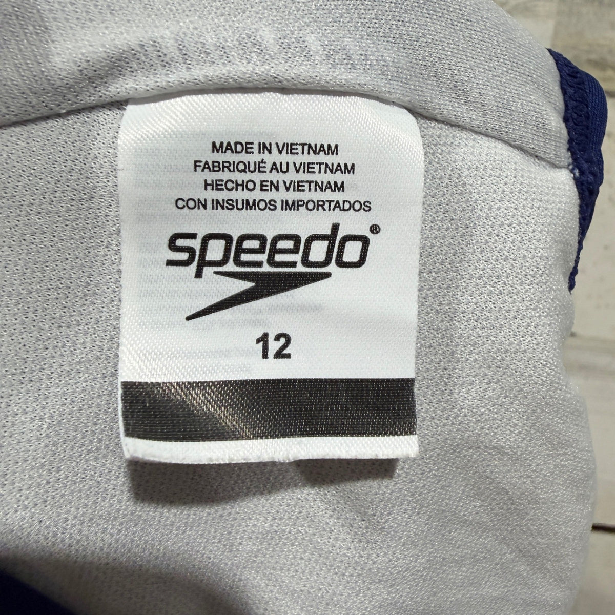Speedo Swimsuit Girls 12 Navy Purple Colorblock Racerback Athletic Flawed*5